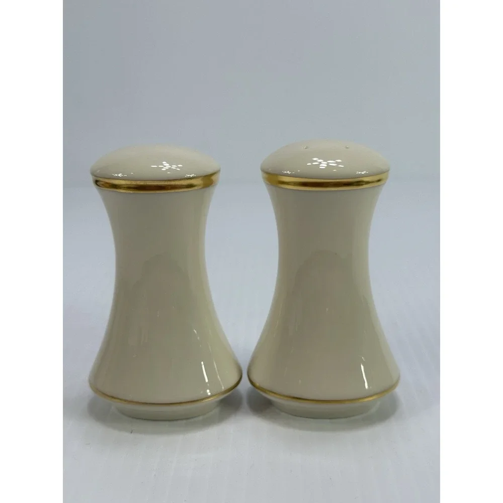 Vintage Lenox Eternal Salt & Pepper Made In USA 5822316‎ Gold Trim On Cream